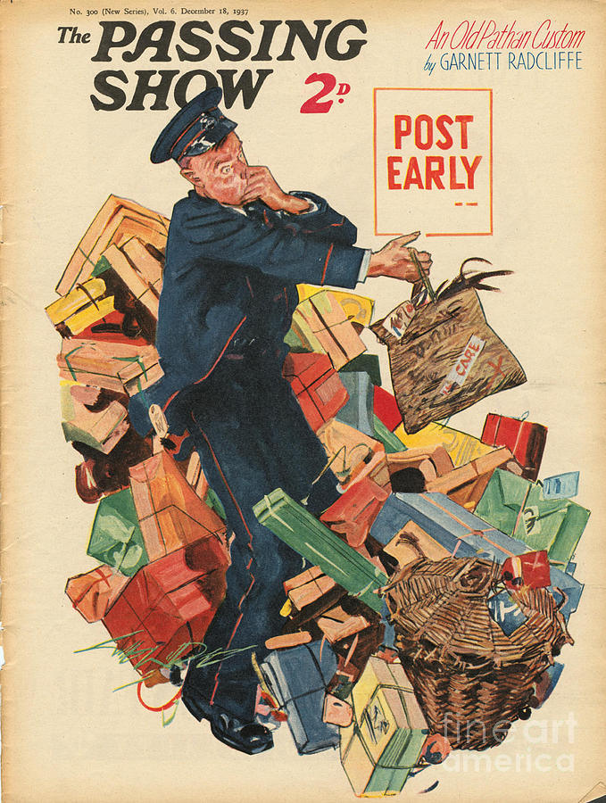 Postman Drawing - 1930s,uk,the Passing Show,magazine Cover #43 by The Advertising Archives