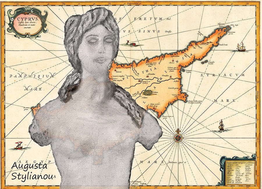 Ancient Cyprus Map and Aphrodite Digital Art by Augusta Stylianou