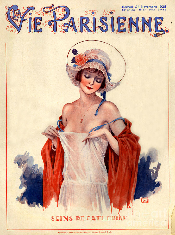 Hat Drawing - 1920s France La Vie Parisienne Magazine #435 by The Advertising Archives