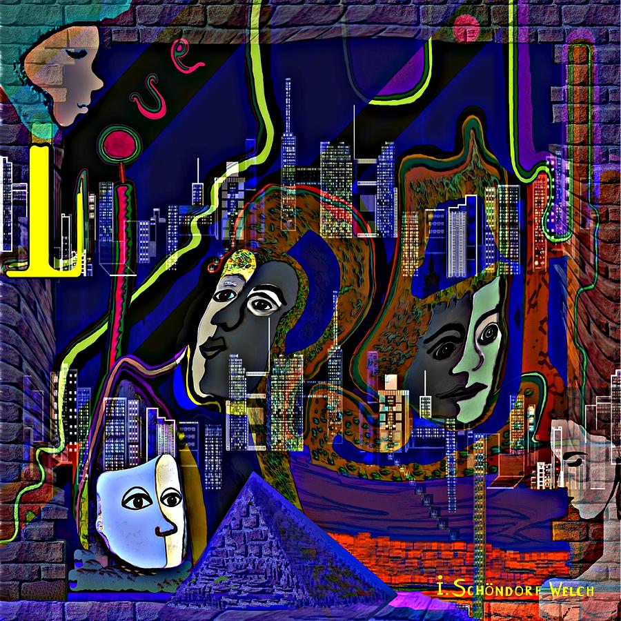 435 - People in the city   Digital Art by Irmgard Schoendorf Welch