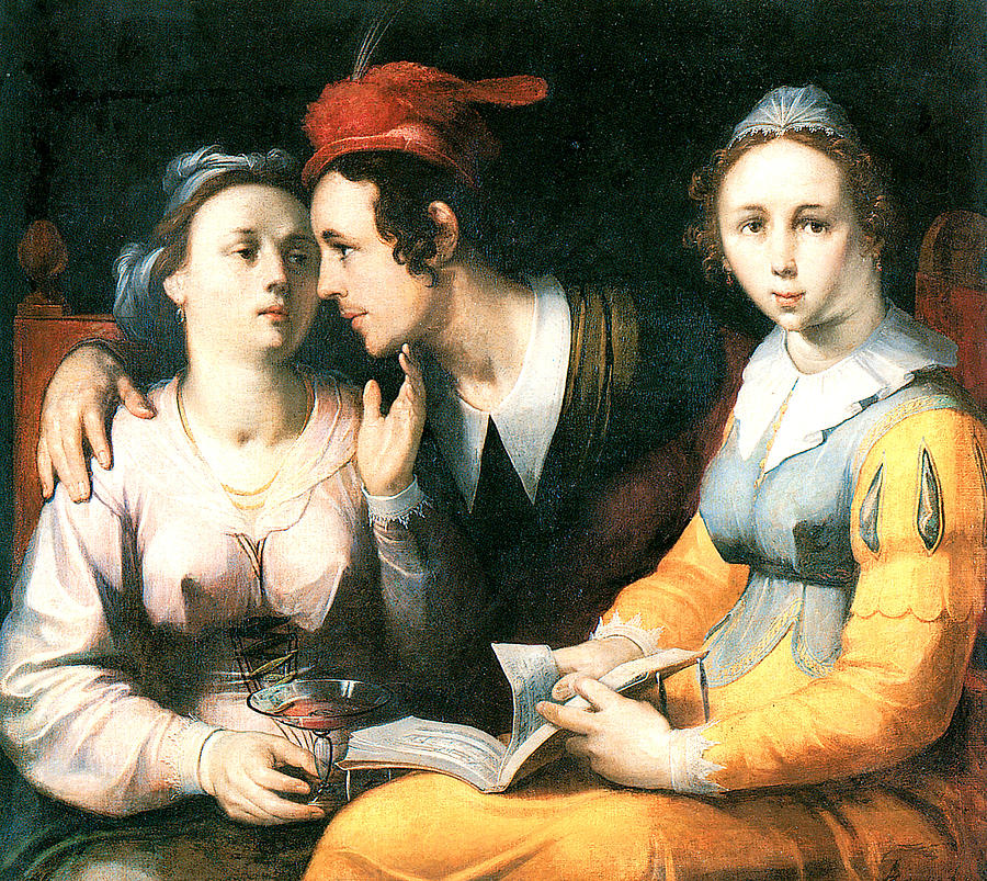 A Courting Couple Painting by Cornelis Corneliszoon van Haarlem