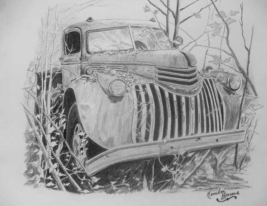 Chevy Truck Drawing - 46 Chevy Treasure by Kendra DeBerry