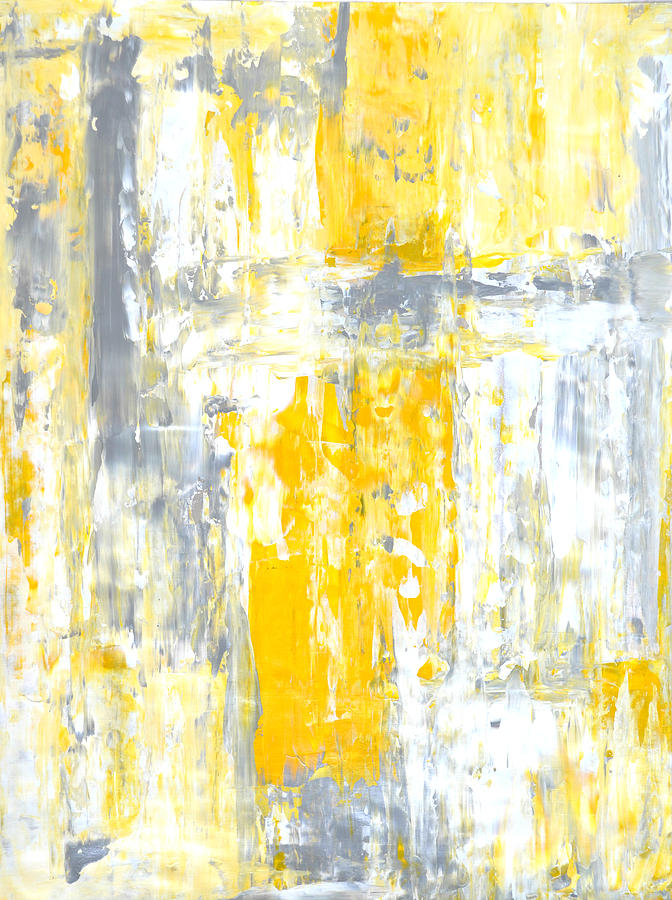 Totally Unique Grey and Yellow Abstract Art Painting Painting by