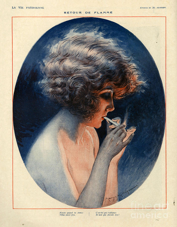 Portrait Drawing - 1920s France La Vie Parisienne Magazine #460 by The Advertising Archives
