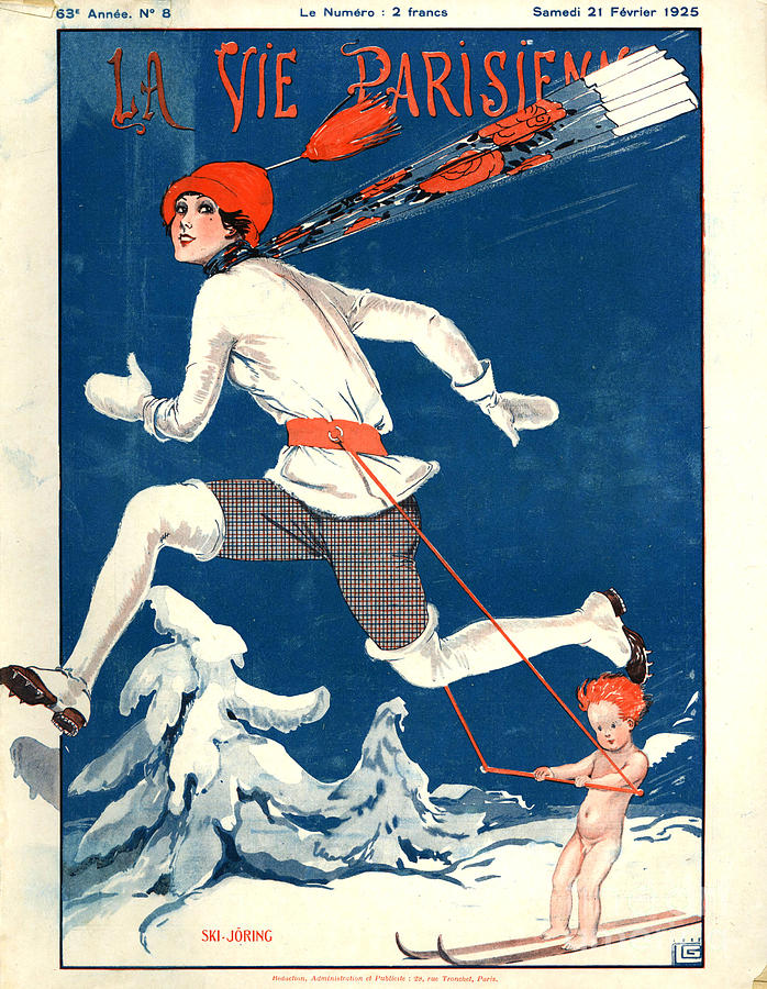 Winter Drawing - 1920s France La Vie Parisienne Magazine #47 by The Advertising Archives