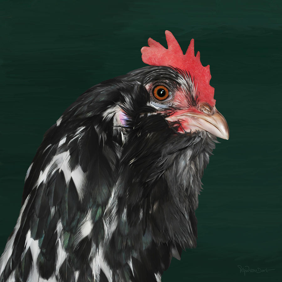 Chicken Digital Art - 47. Bearded hen by Sigrid Van Dort Chicken Digital Art - 47. Bearded hen by Sigrid Van Dort