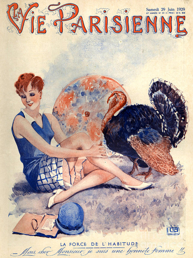 Bird Drawing - 1920s France La Vie Parisienne Magazine #473 by The Advertising Archives