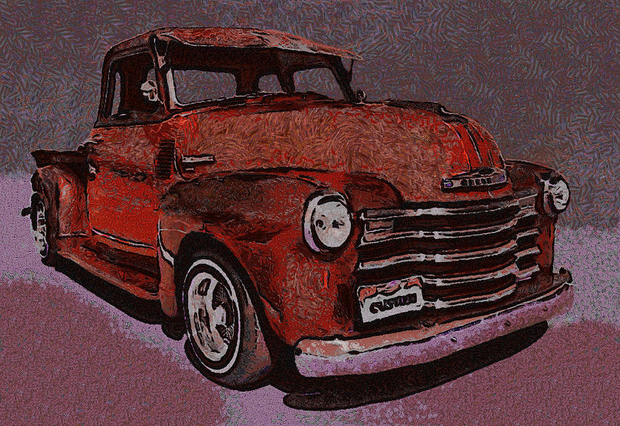 48 Chevy Truck Red Digital Art by Ernest Echols