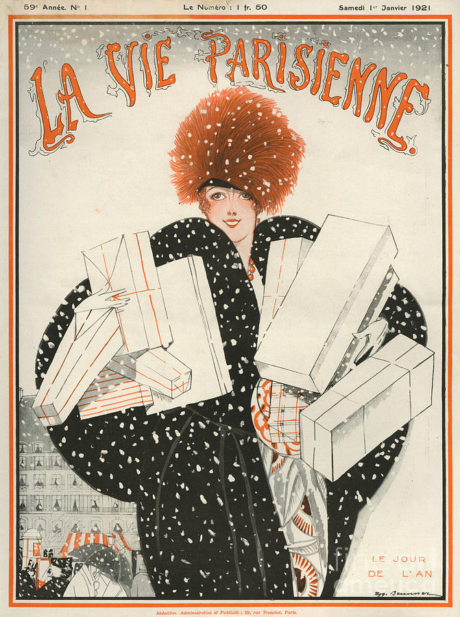 Christmas Drawing - 1920s France La Vie Parisienne Magazine #497 by The Advertising Archives