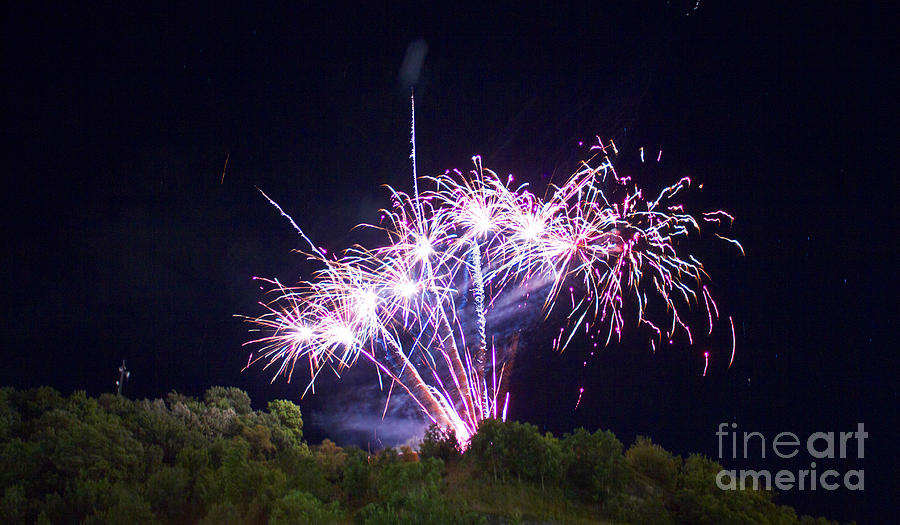 Independence Day Photograph - 4th of July 2014 Fireworks Bridgeport Hill Clarksburg WV 12 by Howard Tenke