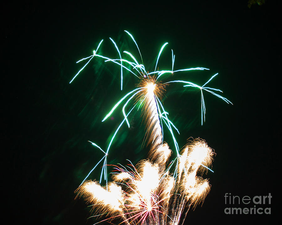 Independence Day Photograph - 4th of July 2014 Fireworks Bridgeport Hill Clarksburg WV 2 by Howard Tenke