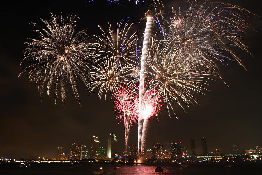 4th of July fireworks over Downtown San Diego Photograph by Nathan Rupert