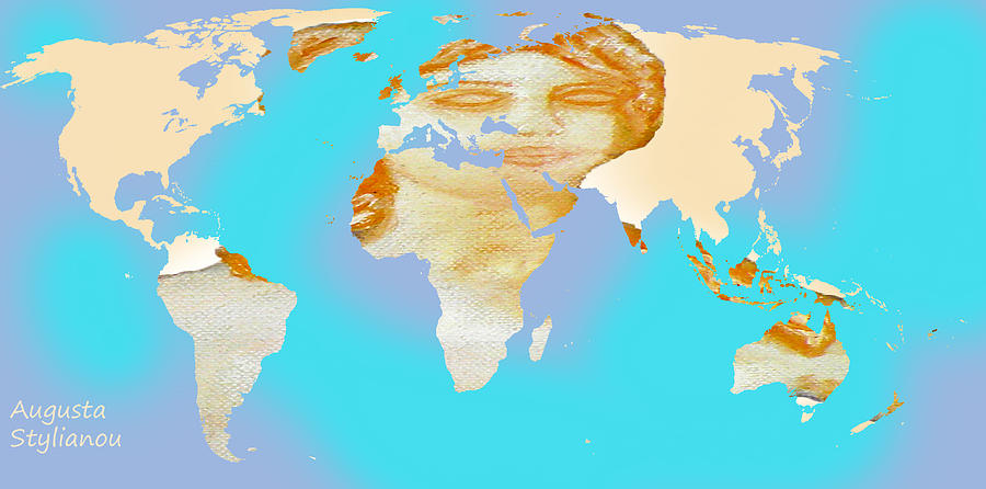  Aphrodite and World Map  #5 Digital Art by Augusta Stylianou