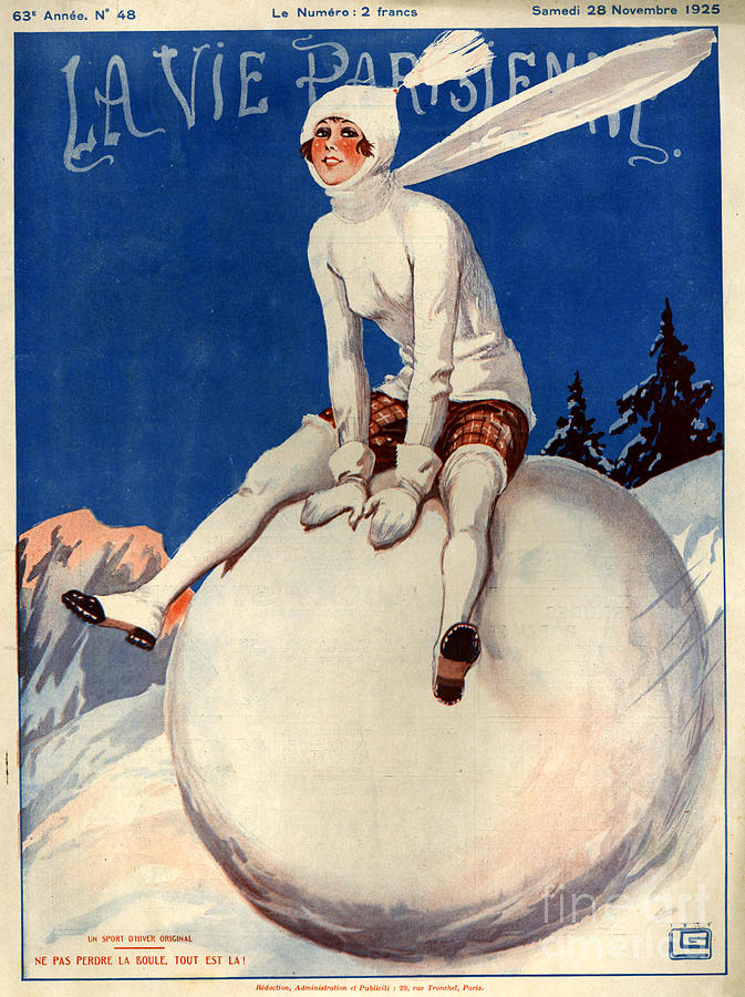 Winter Drawing - 1920s France La Vie Parisienne Magazine #5 by The Advertising Archives