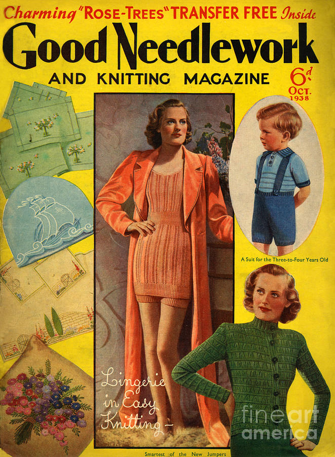 Magazine Cover Drawing - 1930s Uk Good Needlework And Knitting #5 by The Advertising Archives