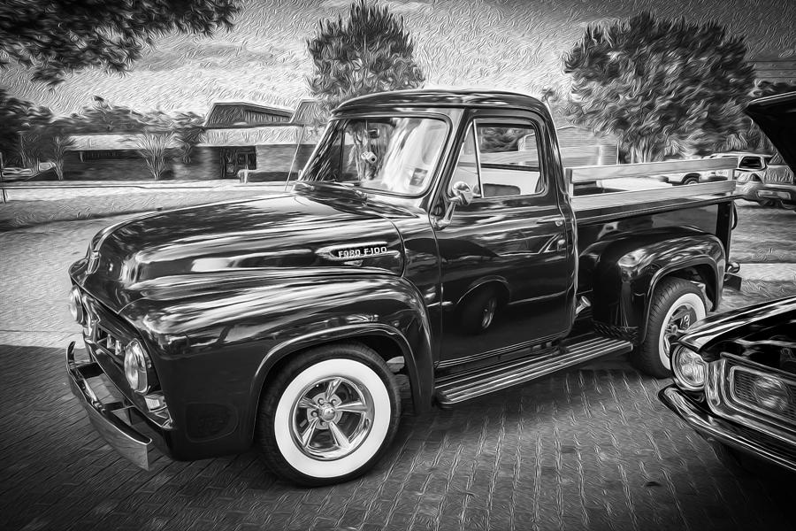 Vintage Photograph - 1953 Ford F100 Pickup Truck BW  #5 by Rich Franco
