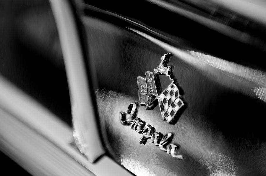 Black And White Photograph - 1958 Chevrolet Impala Emblem #5 by Jill Reger