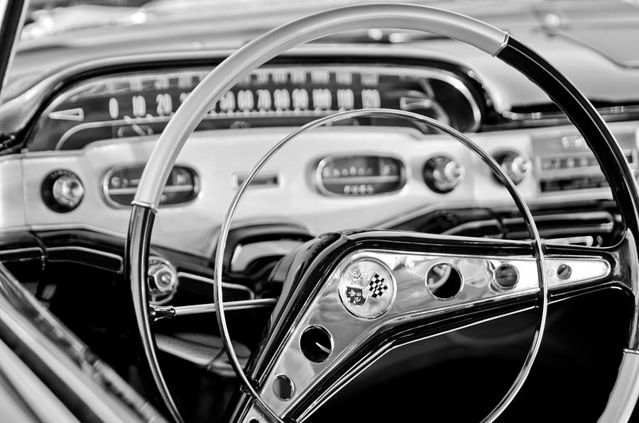 1958 Chevrolet Impala Steering Wheel #5 Photograph by Jill Reger