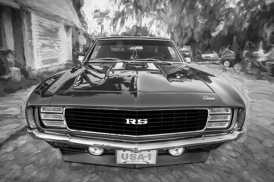 1969 Chevy Camaro RS Painted BW   #5 Photograph by Rich Franco