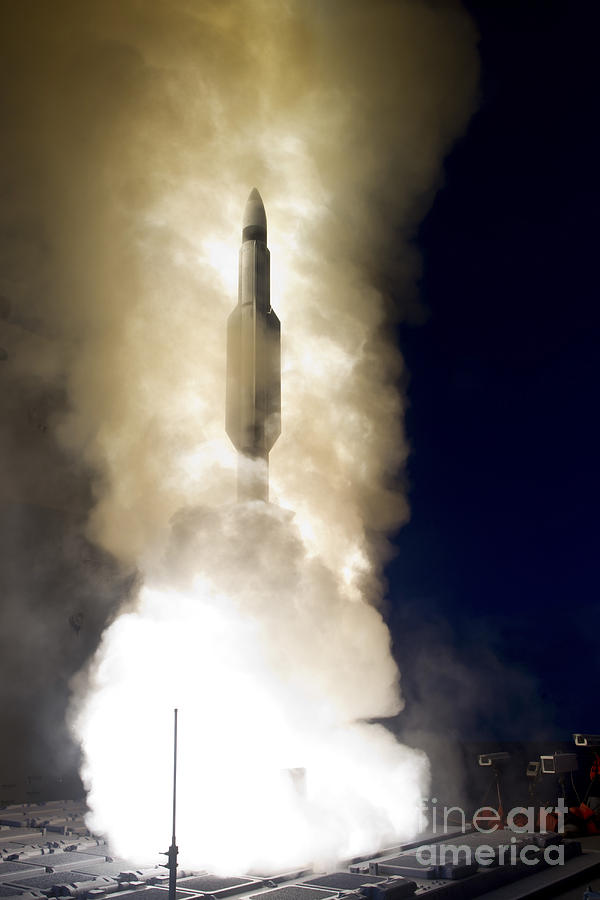 Transportation Photograph - A Standard Missile-3 Is Launched #5 by Stocktrek Images