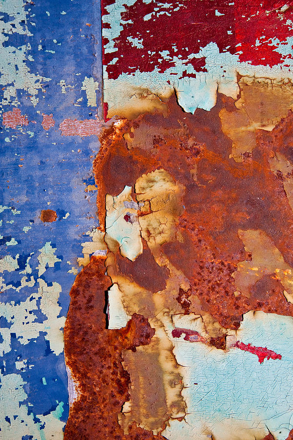 Abstract Photograph - Red, White, Blue, And Rust by Mark Weaver