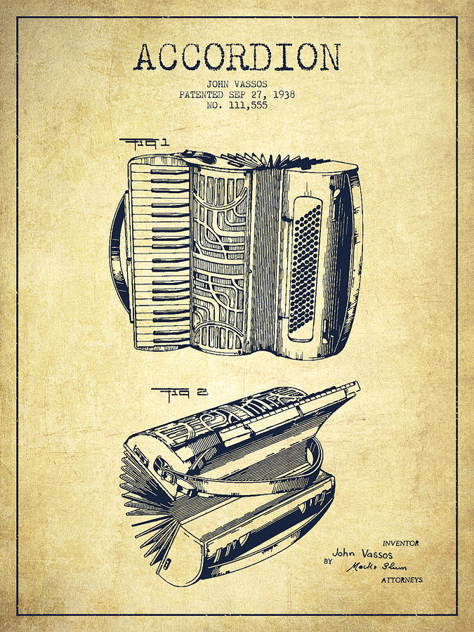 Accordion Patent Drawing From 1938 Drawing