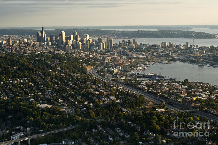 Aerial view of Seattle #5 Photograph by Jim Corwin
