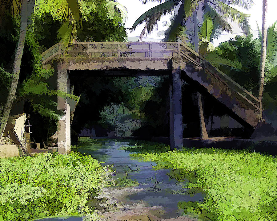 An old stone bridge over a canal #5 Digital Art by Ashish Agarwal