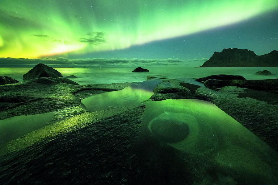 Aurora Borealis Over Coastal Rocks #5 Photograph by Tommy Eliassen/science Photo Library