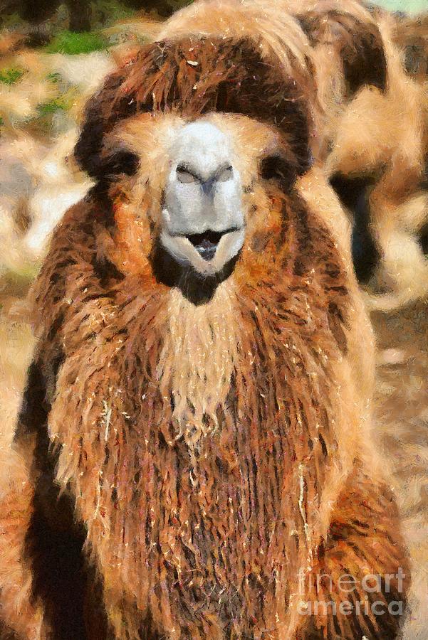 Camel Painting - Bactrian camel #4 by George Atsametakis