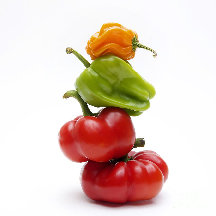 Still Life Photograph - Bell Peppers and Tomatoes #5 by Bernard Jaubert