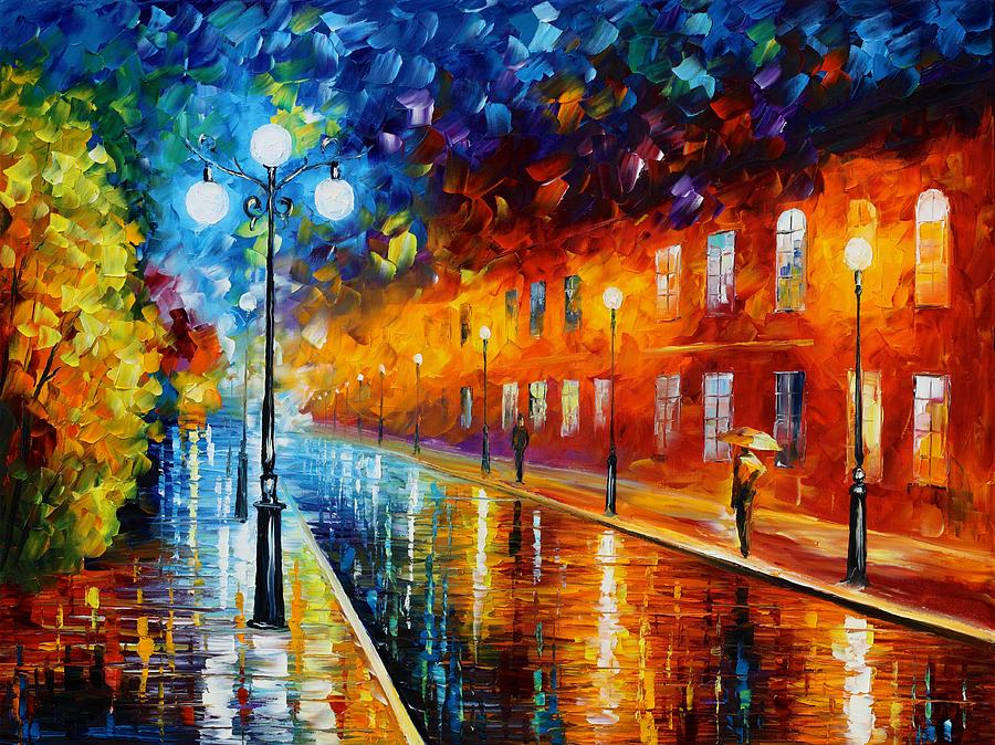 Blue Lights Painting by Leonid Afremov