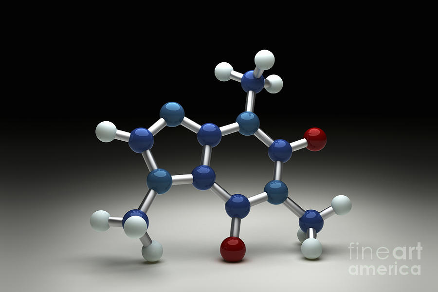 Full View Photograph - Caffeine Molecule #5 by Science Picture Co