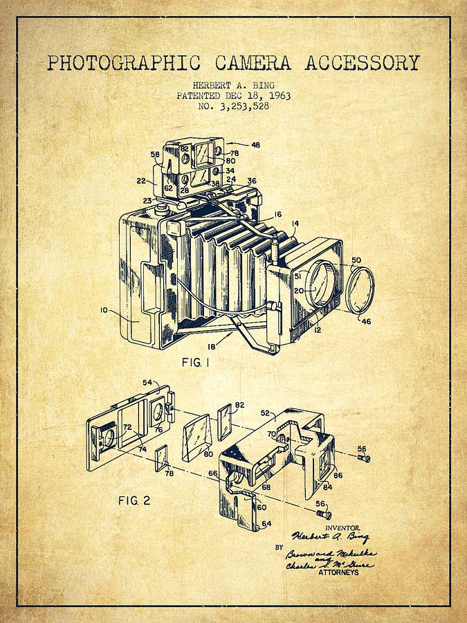 Vintage Digital Art - Camera Patent Drawing From 1963 #3 by Aged Pixel