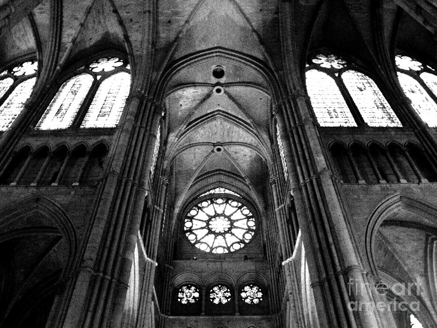 Black And White Photograph - Cathedral at Reims France #5 by Luis Moya