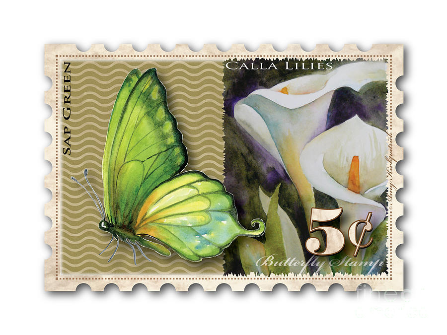 5 Cent Butterfly Stamp Painting
