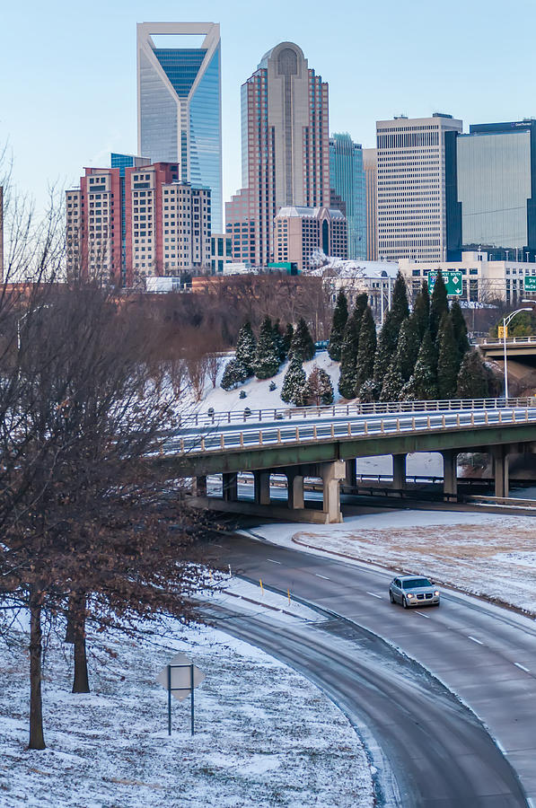 Charlotte Nc Skyline Covered In Snow In January 2014 #5 Photograph by Alex Grichenko