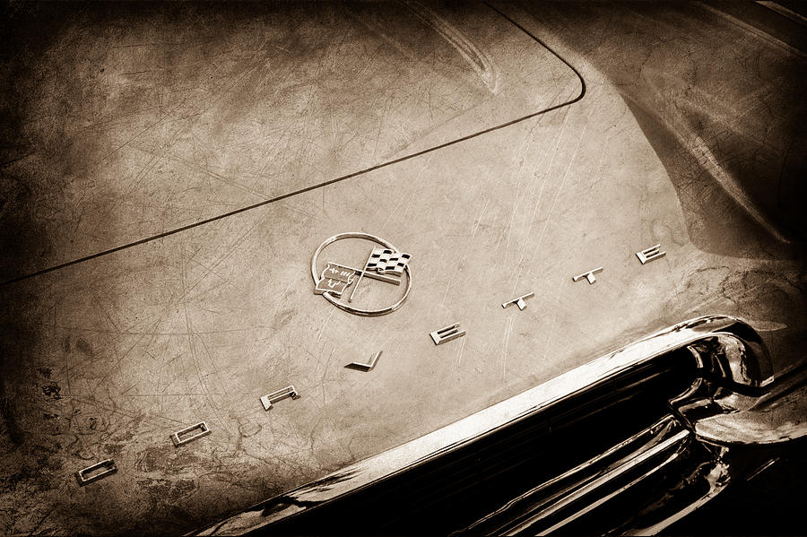 Car Photograph - Chevrolet Corvette Hood Emblem #5 by Jill Reger