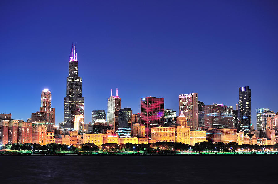 Chicago skyline at dusk #5 Photograph by Songquan Deng