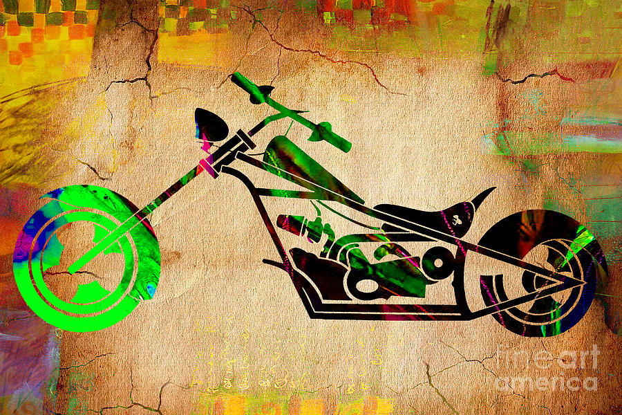 Motorcycle Mixed Media - Chopper Motorcycle #5 by Marvin Blaine