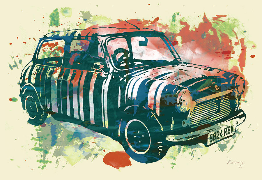 Portrait Drawing - Classical car stylized pop art poster #5 by Kim Wang