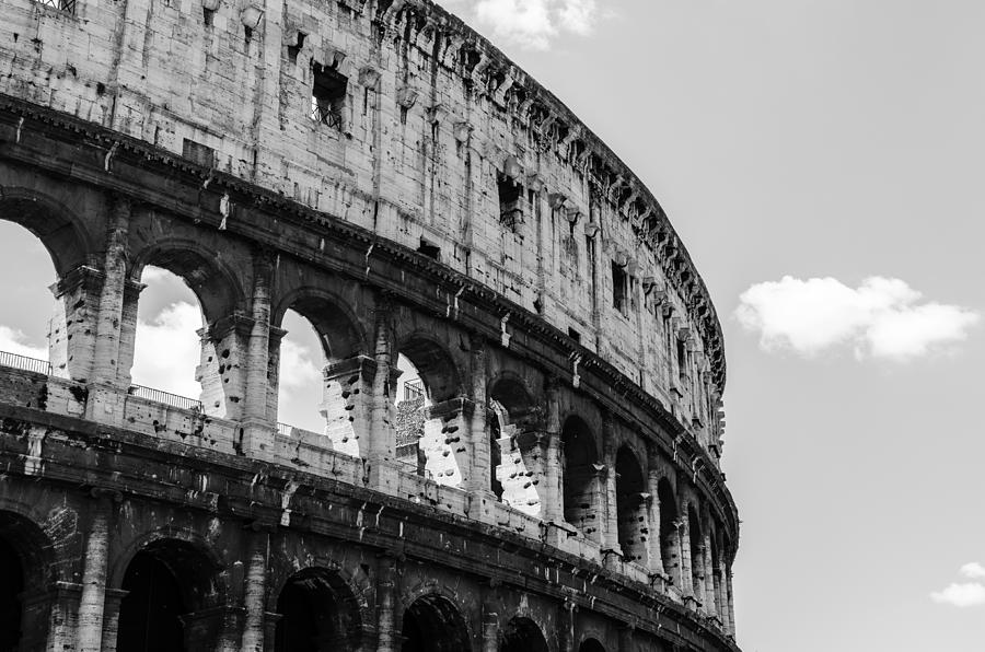 Black And White Photograph - Colosseum - Rome Italy #4 by AM FineArtPrints