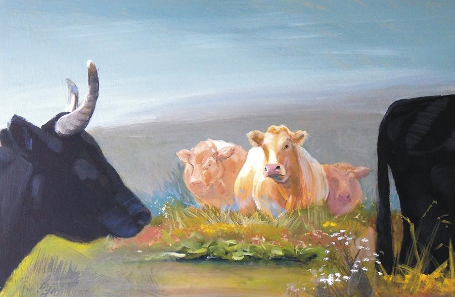 Cows #2 Painting by Mike Jory
