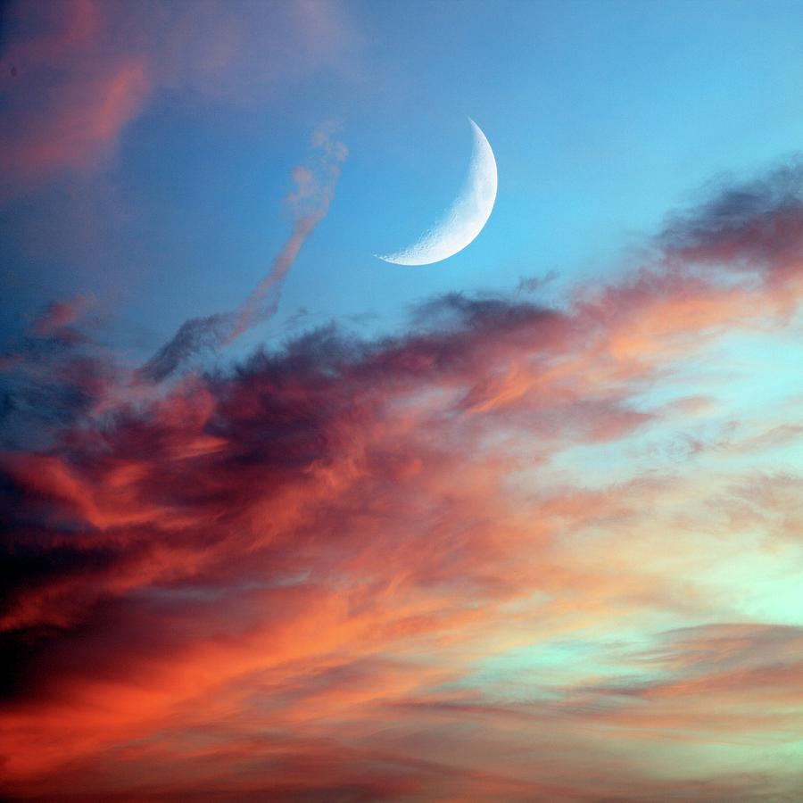 Crescent Moon In Cloudy Sky #5 Photograph by Detlev Van Ravenswaay