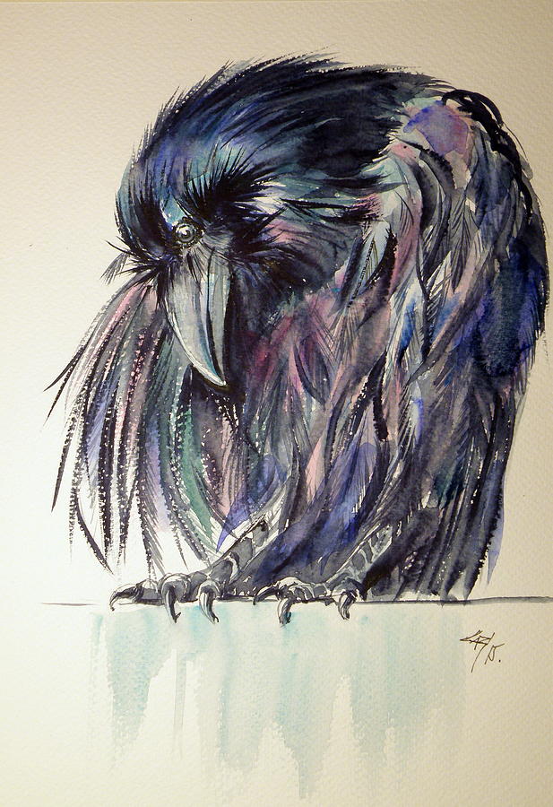 Crow Painting - Crow #4 by Kovacs Anna Brigitta