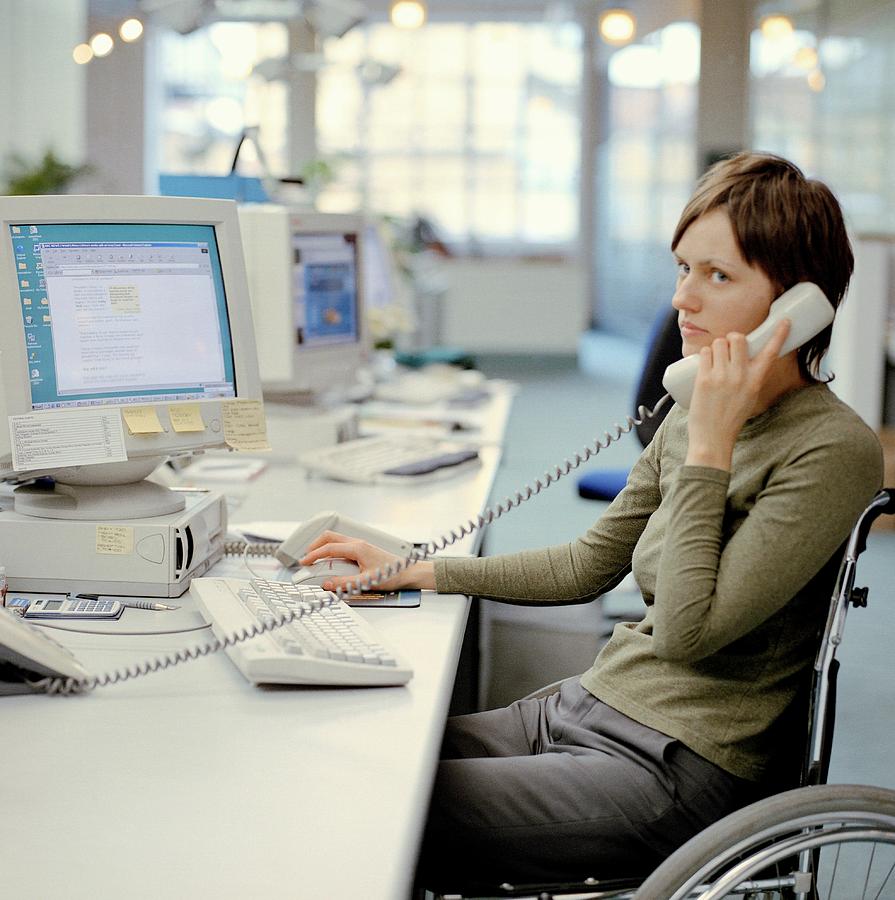 Disabled Woman At Work #5 Photograph by Lee Powers/science Photo Library