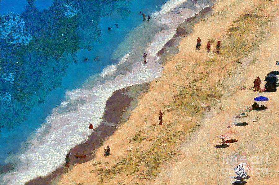 Egremni beach in Lefkada island #3 Painting by George Atsametakis