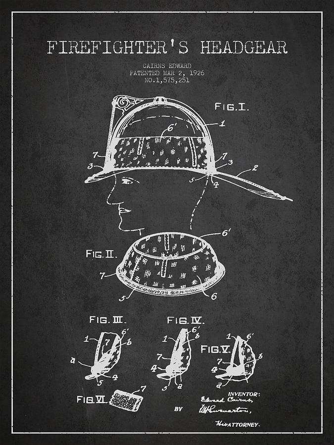Vintage Digital Art - Firefighter Headgear Patent drawing from 1926 #5 by Aged Pixel