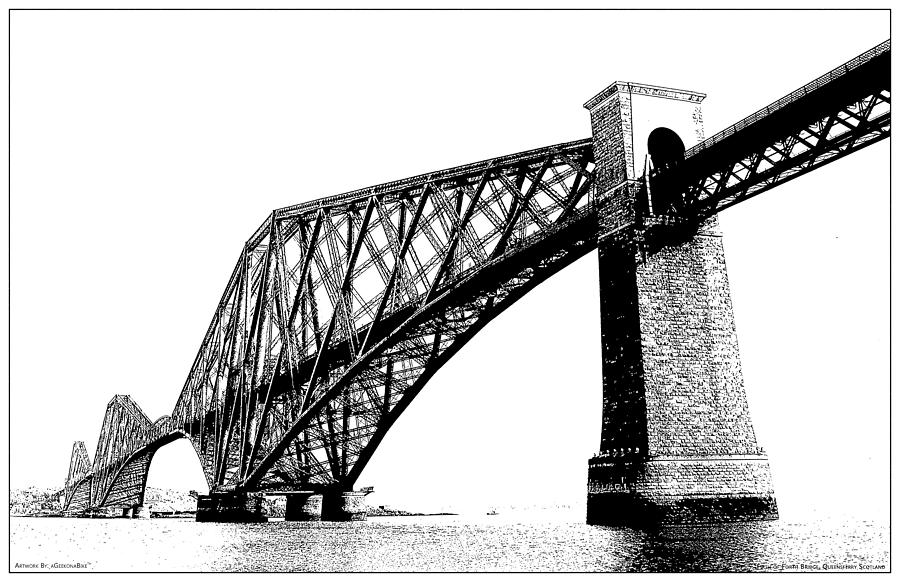 Architecture Digital Art - Firth of Forth Bridge #4 by AGeekonaBike Photography