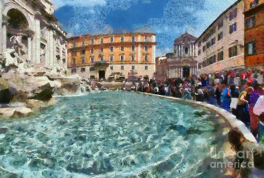 Fontana di Trevi in Rome #4 Painting by George Atsametakis